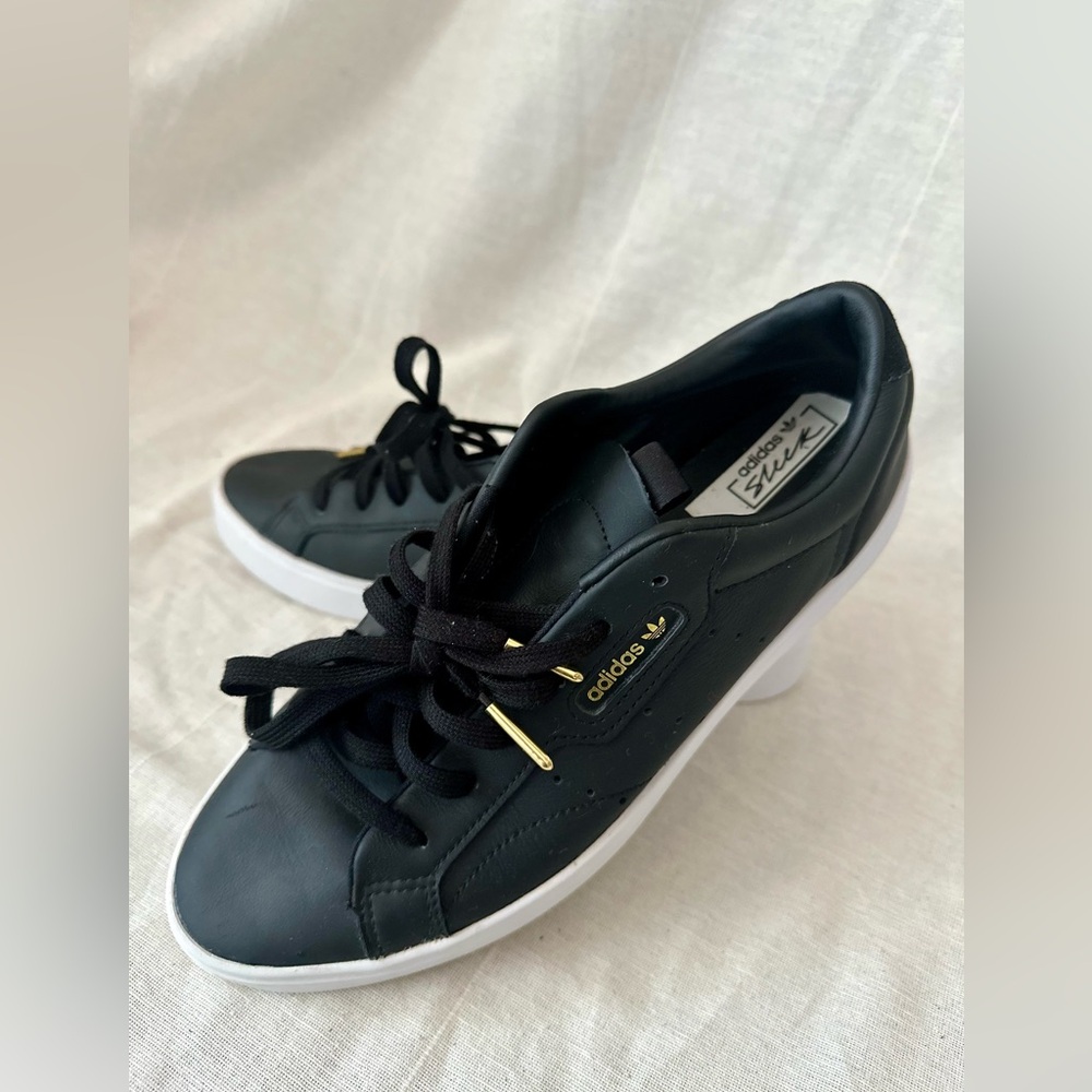 Adidas Black Leather Sneakers Minimalist Design